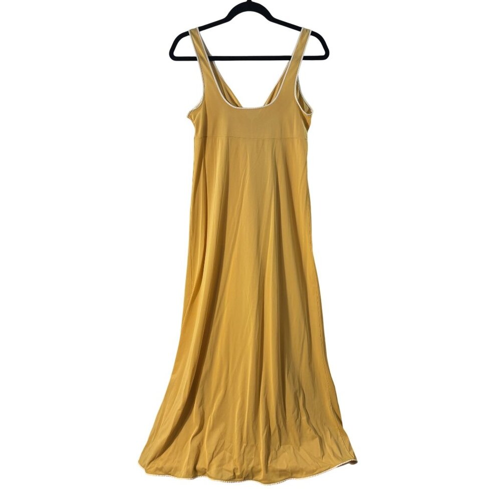 Vintage Vassarette Yellow Maxi Nightgown With Adjustable Tie Front & Scoop Back - Picture 3 of 9